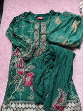Women's Asian Salwar Kameez 3 Piece Pakistani Suit, Size L 
