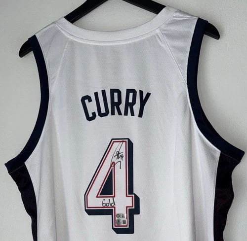 Stephen Curry "Gold" Signed Nike 2024 USA Olympics Jersey Warriors USASM BAS LOA