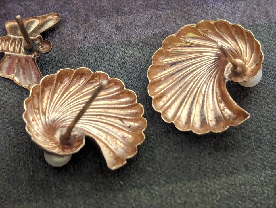 Vintage Lot of 14k Solid Gold Stud Earrings 5 Pr. Beach Themed Emeralds ...