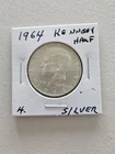 1964 Kennedy Silver Half Dollar 90% Silver Uncertified circulated