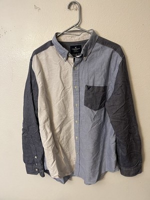 American Eagle Shirt Mens Size XL Multicolor Color Block Prep Fit L/S Button