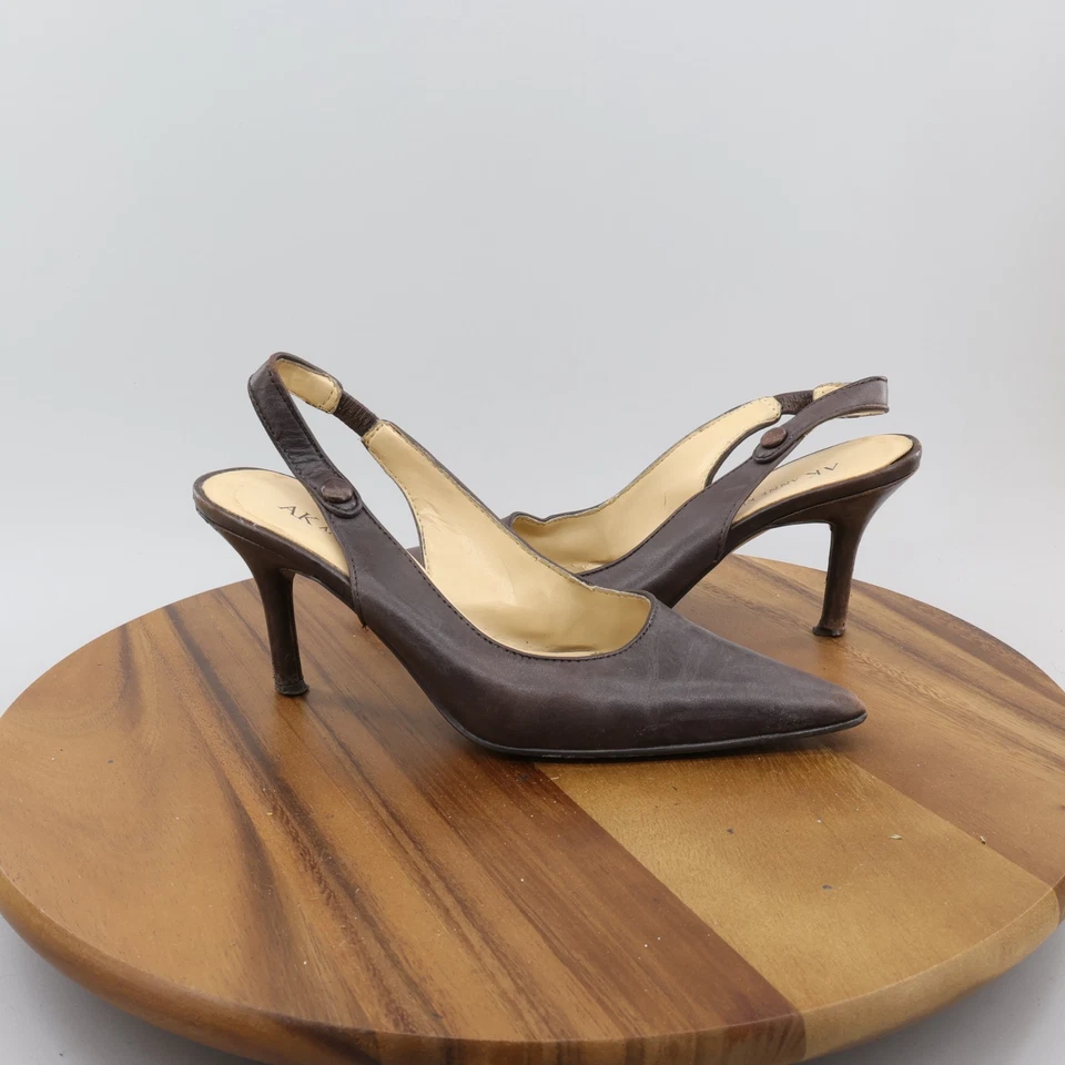 AK Anne Klein Womens Tan Indianna Pointed Toe Slingback Heels Size 5.5M - Image 2 of 4
