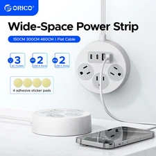 US Flat Plug Extension Cord 3 Outlet 3 USB Extender Surge Protector Power Strip