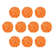 10 Pcs Wicker Rattan Balls 2.4 Inch Rattan Decorative Balls Orange