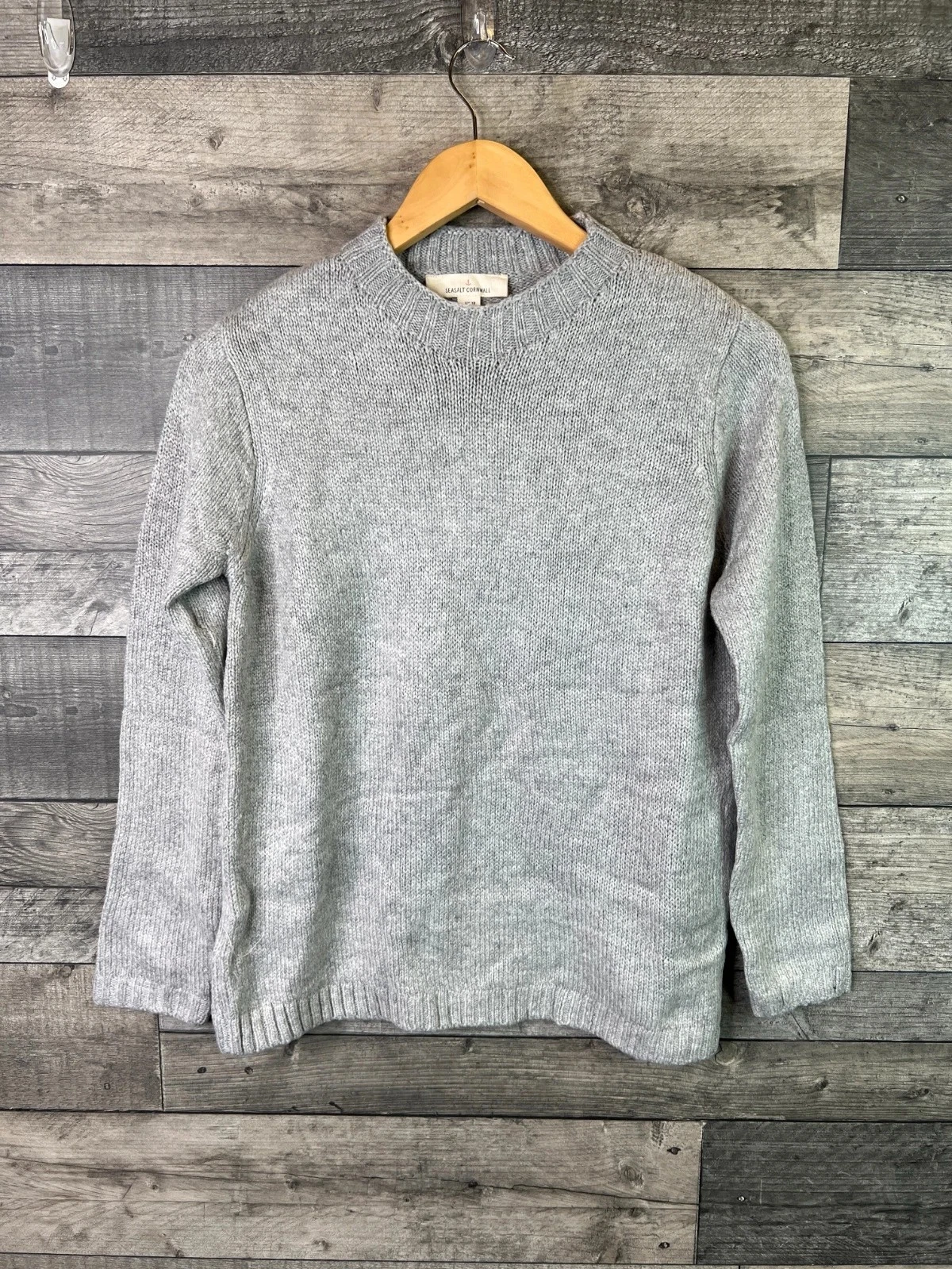 Seasalt Womens Merino Blend Jumper Size UK 10 Grey Sweater Knit Basic Dawson