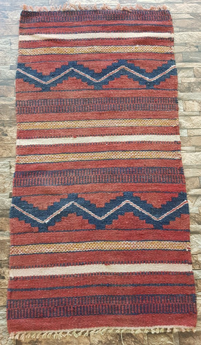Vintage Handmade Traditional zigzag motifs Kilim Floor Rug Carpet 135x70 cm