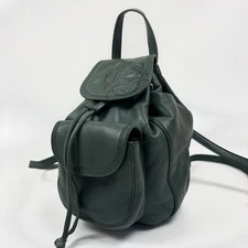 LOEWE Anagram Nappa Leather Logo Mini Backpack Dark Green Vintage Rare