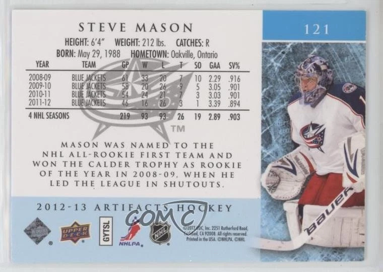 2012-13 Upper Deck Artifacts /999 Steve Mason #121 - Image 2 of 2