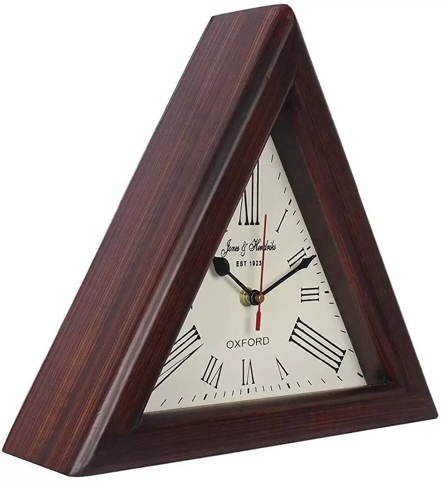 Triangle Wooden Clock 12 inches Wooden Triangle Wall Clock  Wall Decorative - Image 4 of 4