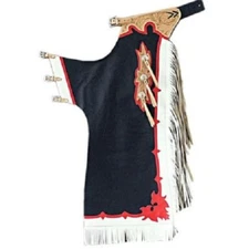 Western Leather Top Grain Bull Riding  Rodeo Chinks with Matching Fringes : 8533
