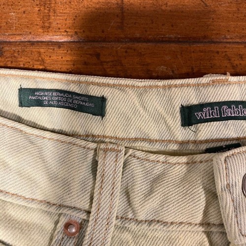 Wild Fable Shorts W Sz 2 High Rise Bermuda Distressed Acid Wash Yellow Grunge - Picture 4 of 7