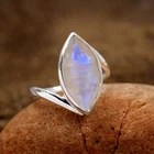 Rainbow Moonstone Ring Solid 925 Sterling Silver Jewelry Birthday Gift For Her