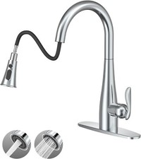 Mbillion Kitchen Faucet with Pull Down Sprayer Polished Chrome 1-3 Hole Put Out