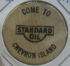 Vintage Standard Oil Chevron Island Wooden Nickel - Token Gas Fuel Oil