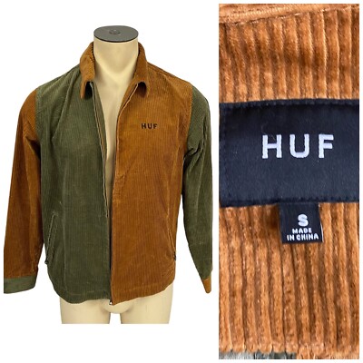 HUF Jacket Mens Small Coat Streetwear Y2k Corduroy Colorblock Zip Up Cotton