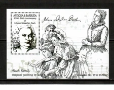 Antigua 1985 - Bach - Music - Souvenir Stamp Sheet - Scott #880 - MNH