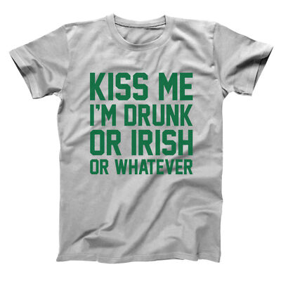 Kiss Me Im Drunk Irish Funny Party St Paddys Humor Gray Basic Men's T-Shirt