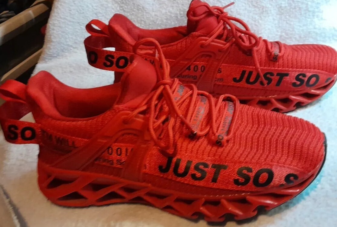 so-so JUST SO SO Mesh Knit Athletic Running Tennis Shoes Red Size