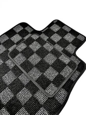 P2M Floor Mat Heel Pad - LARGE 30X20 CM Dark Grey Race Checkered