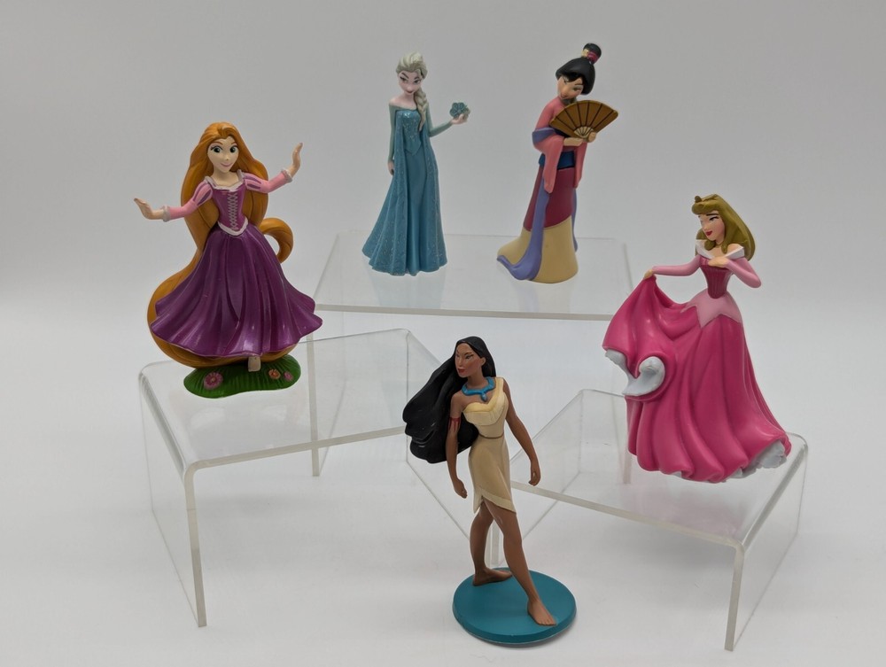 Lot 5 Disney Princess Figures Aurora Mulan Pocahontas Repunzel Elsa Cake Toppers