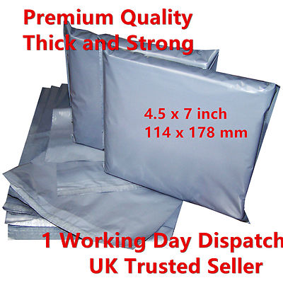1000 x starke graue Postversandtaschen 4,5 x 7 Zoll 114 x 178 mm Sonderangebot UK