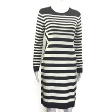 Preowned CALVIN KLEIN Knit Sweater Dress, Gray/Wte Sz S