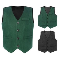 Kids Boy's Tank Top Button Up Waistcoat Evening Vest Banquet Blouse Birthday