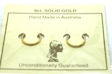 Genuine 9ct Yellow Gold Sleepers Hinged Earrings Plain 10mm -Free express post