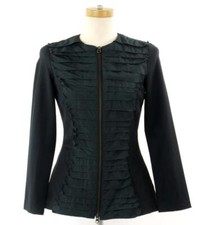 Elizabeth Roberts Sz. Small Ruffled Lightweight Jacket Cardigan Black