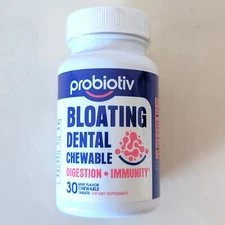 Chewable Probiotics Bloating Relief for Women 5 Billion CFU 30 Count Exp 09/2025