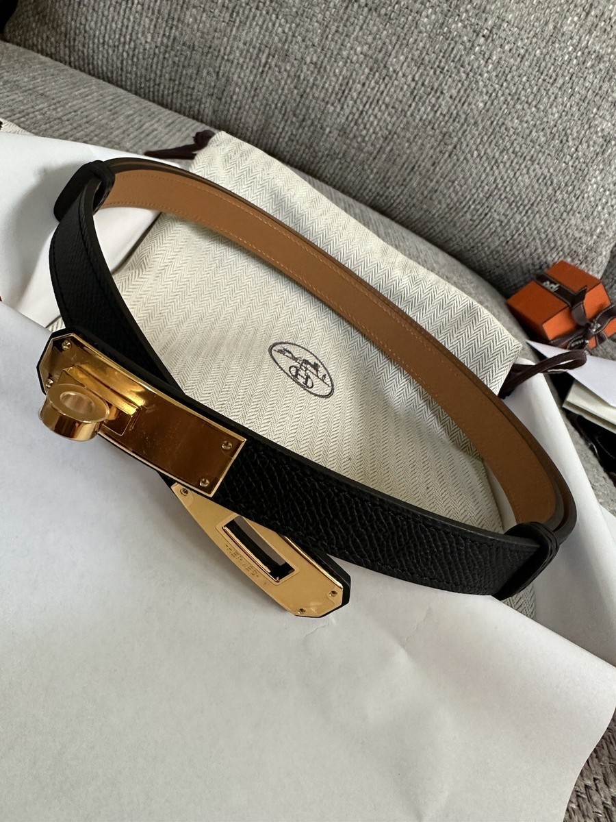 NEW HERMES Black Epsom GHW Kelly 18 Belt One Size Adjustable NEW HERMES Black Epsom GHW Kelly 18 Belt One Size Adjustable