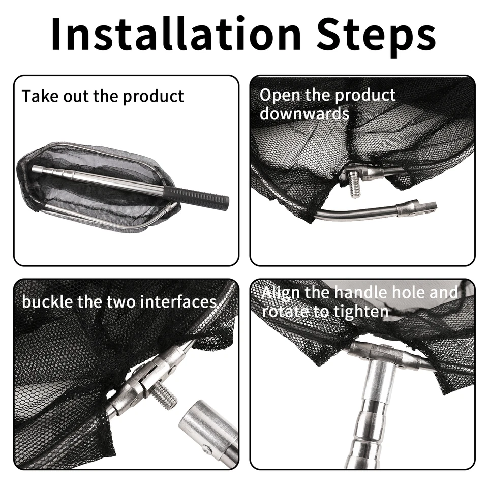 Telescopic Foldable Fishing Landing Net 155CM Carp Trout Fish Bird Catch Release - Image 3 of 4