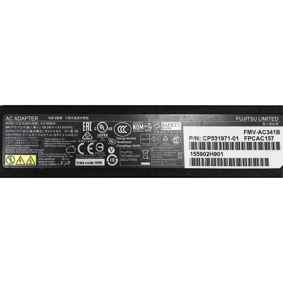NUEVO Adaptador de CA Original Fujitsu 65W A13-065N3A 19V 3.42A Cargador para Laptop Fabricante de Equipo Original Foto 2 de 4
