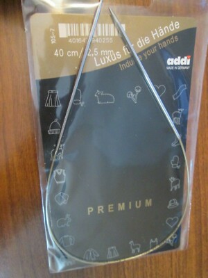 New Addi Premium Metal  Circular Knitting Needles 16'' Length Size 2.5mm