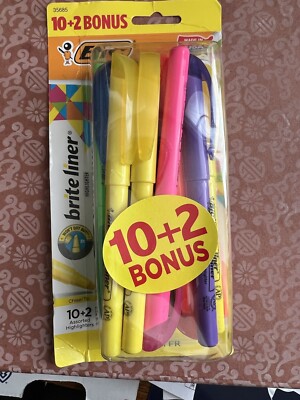 BIC Brite Liner Grip Highlighters, Chisel Tip, Assorted Colors, 12 Counts/pack