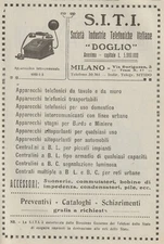 ADVERTISING 1919 S.I.T.I. ITALIAN TELEPHONE INDUSTRIES COMPANY "DOGLIO"   