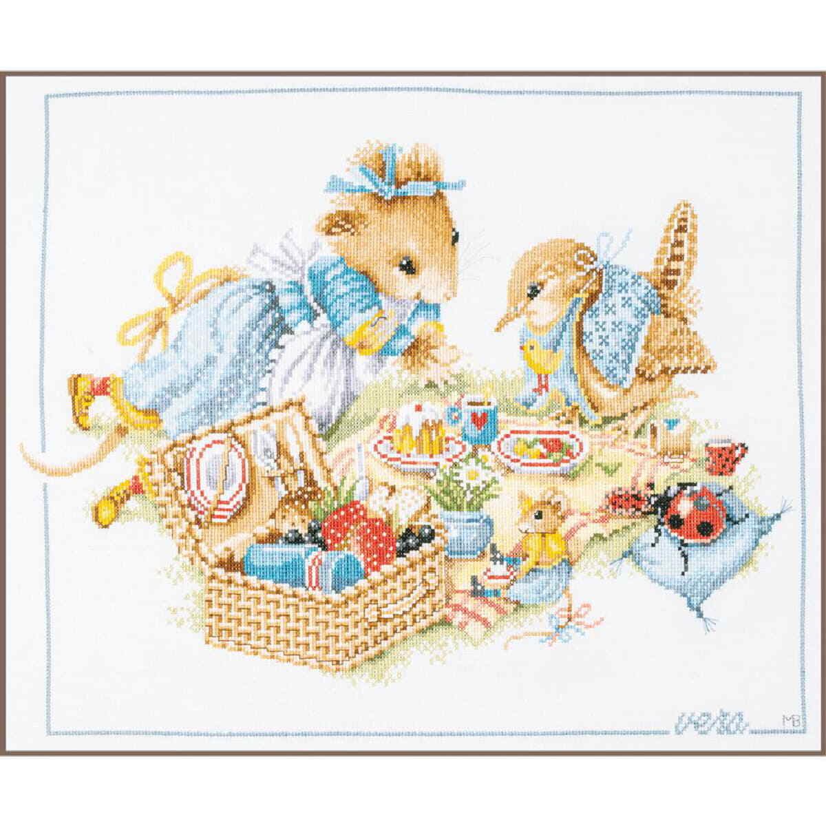 Lanarte counted cross stitch kit ""Picnic with Vera Marjolein Bastin, Aida"", 49x3