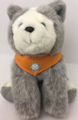 #ad #ad Husky Dog Plush Gymboree Puppy Gray White Blue Eyes Orange Scarf Stuffed Animal $18.66