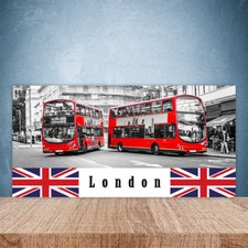 Glass Kitchen Backsplash 100x50cm ESG Splashback London Buses Art