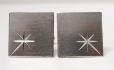 STYLISH Dolan Bullock DB STERLING SILVER ETCHED STAR DESIGN SQUARE CUFFLINKS