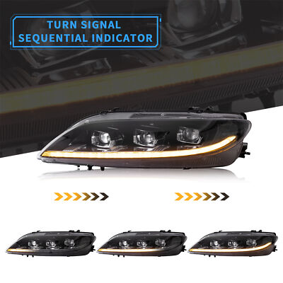 LED Headlights Fit 2003-2008 Mazda 6 Sequential Turn Signal w/ Startup Animation