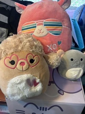 8" Lady Dog Fluffy Lot Plush Squishmallow 12" Pink Llama Easter 4" Elephant Cute