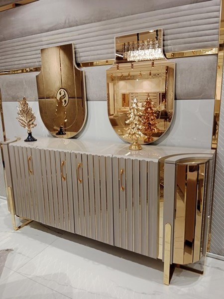 Kommode Mit 2X Spiegel Holz MöBel Anrichte Luxus MöBel Modern MöBel 3Tlg. Neu-image
