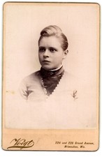 Cabinet Card Circa 1890s Voigt Young Lady In Dress Milwaukee WI