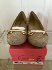 VANELI NIB MSRP $150 WOMENS SIZE 7 MED STACY SUEDE  TAN QUILTED FLATS BEAUTIFUL