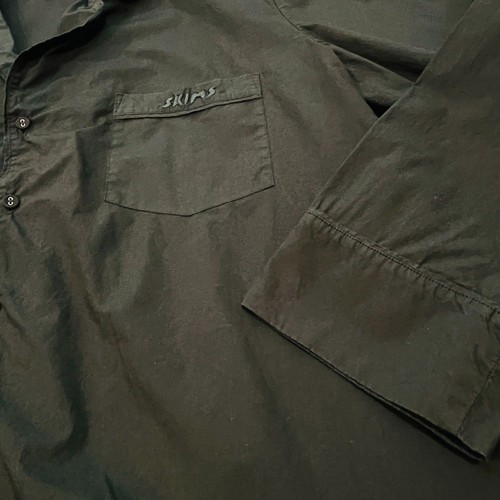 ~ SKIMS Lg Sleep Shirt* Unisex Cotton Pajama Dark Green Button Lounge Nightshirt - Picture 10 of 13