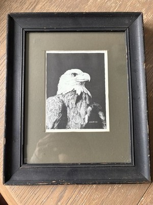 RANDY ROWE Pa. Game News Illustrator  Reading, Pa. Eagle Print Framed 11.5x9.5 