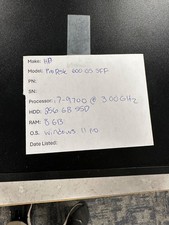 HP ProDesk 600 G5 SFF 256GB SSD, i7-9700 3.0GHz, 8GB, Windows 11 Pro 