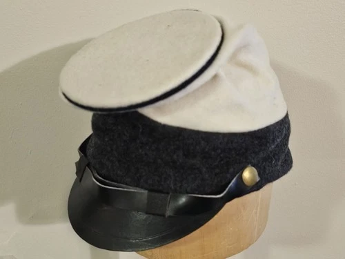 Civil War Reenactment CS Confederate Wool Kepi Forage Lined White With Black