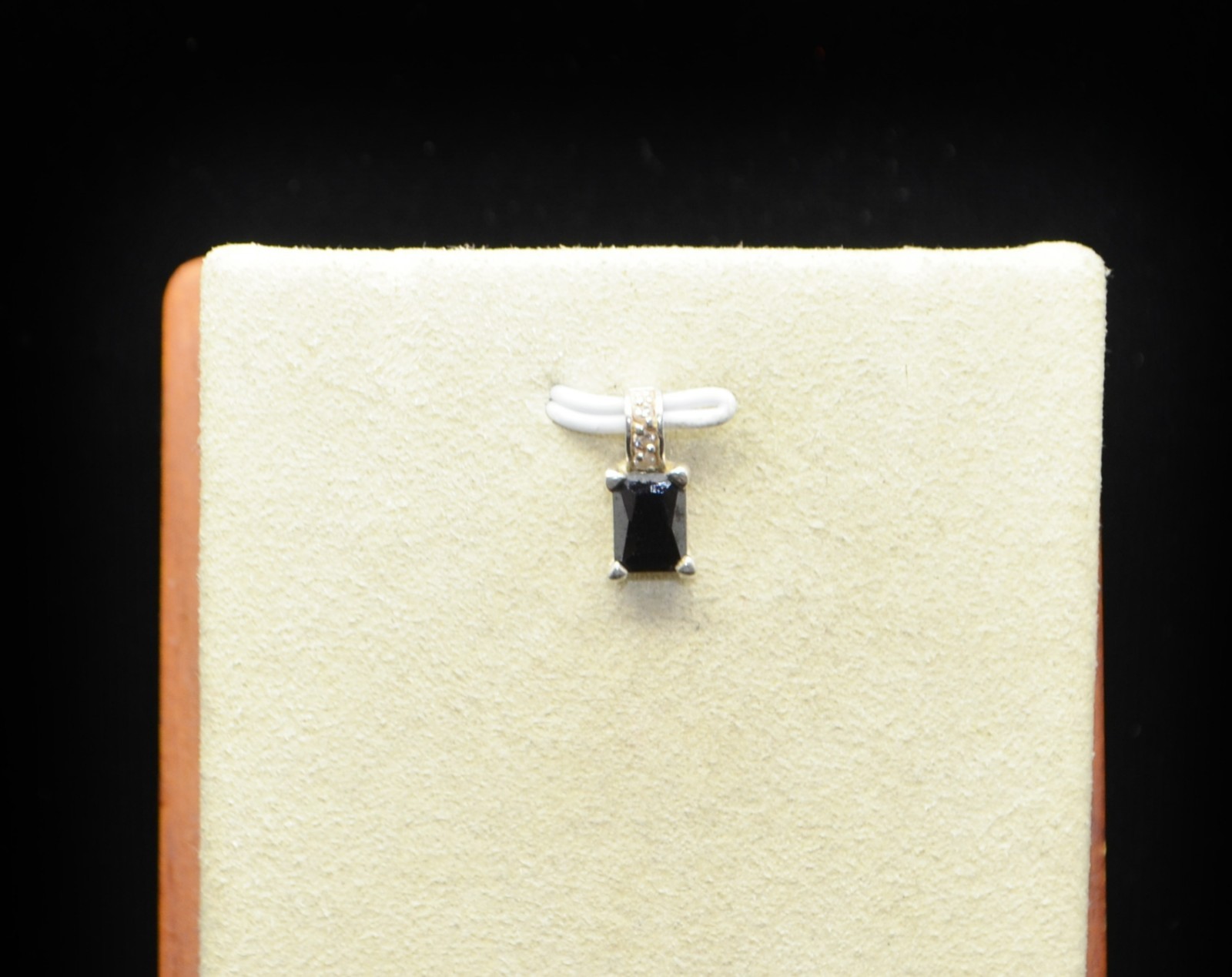 Sterling Silver Tiny Square Dark Stone Charm / Pe… - image 1